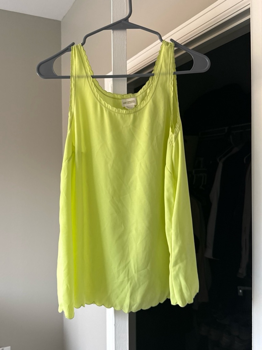 H&M Neon Lime Scallop-Edge Camisole